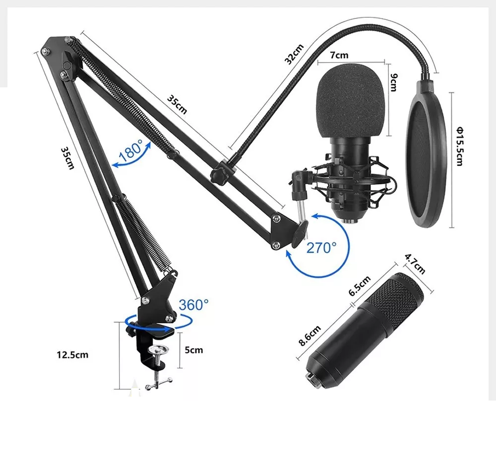 Micrófono BM 800 Condensador Con Tarjeta de Sonido Interfaz M6